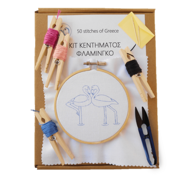 DIY κιτ κεντήματος, Φλαμίνγκο - χειροποίητα, κεντητά