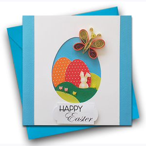 Χειροποίητη Κάρτα για Πάσχα, Αυγά, Πεταλούδα 15 Χ15 εκ - κάρτα ευχών, δώρο για πάσχα