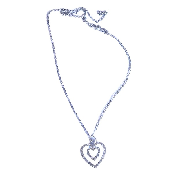 Μενταγιόν καρδιά με στρας σε ατσάλινη αλυσίδα 45 εκ. περίπου - καρδιά, ατσάλι, κοσμήματα, γιορτή της μητέρας