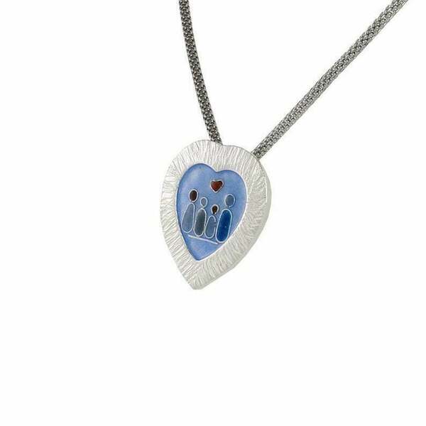 Μενταγιόν καρδιά, personalized necklace family members necklace cloisonne enamel jewelry - charms, ασήμι 925, επάργυρα, κοντά, οικογένεια, μενταγιόν - 4