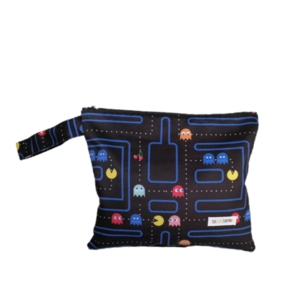 Τσαντάκι (νεσεσέρ) Pac-Man doodle - ύφασμα, all day, χειρός, πάνινες τσάντες, μικρές