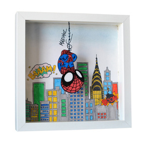 Σετ 2 τμχ Λαμπάδα 30cm και Ξύλινο Φωτιστικό Καδράκι New York Spiderman - αγόρι, λαμπάδες, για παιδιά, σούπερ ήρωες, προσωποποιημένα - 4