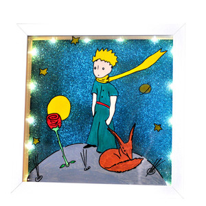 Σετ 2 τμχ Λαμπάδα 30cm και Ξύλινο Φωτιστικό Καδράκι Μικρός Πρίγκιπας - αγόρι, λαμπάδες, για παιδιά, για μωρά - 2