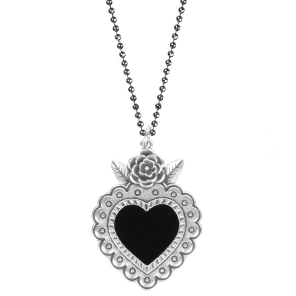 Κολιέ Μακρύ "Black Heart" - charms, ορείχαλκος, καρδιά, μακριά, δώρα αγίου βαλεντίνου - 2