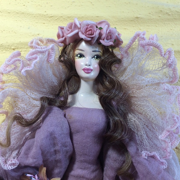 Διακοσμητική Κούκλα "Fairy DFSN" ύψος 60 εκ. σε χρώμα μπεζ και μελιτζανί - διακόσμηση, διακοσμητικά, διακόσμηση σαλονιού, κούκλες, νεράιδες - 5