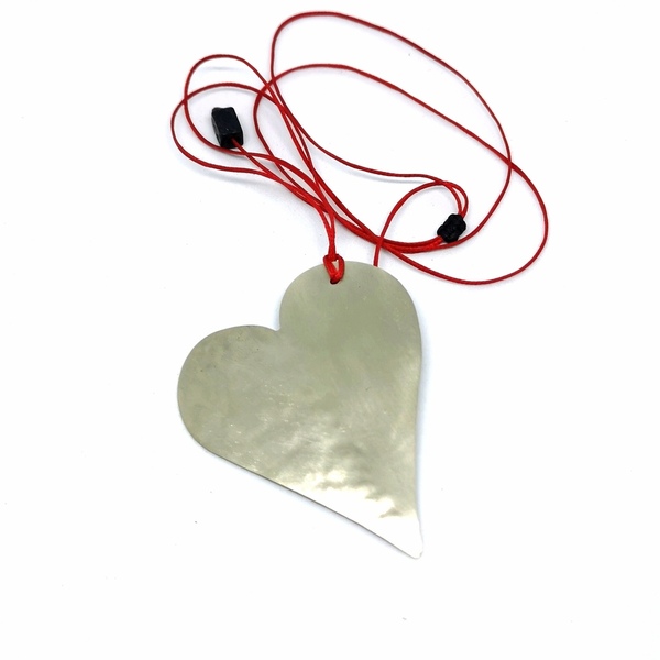 Κολιέ "καρδιά" από σφυρηλατημένο νεάργυρο / heart necklace - αλπακάς, καρδιά, αγ. βαλεντίνου - 2