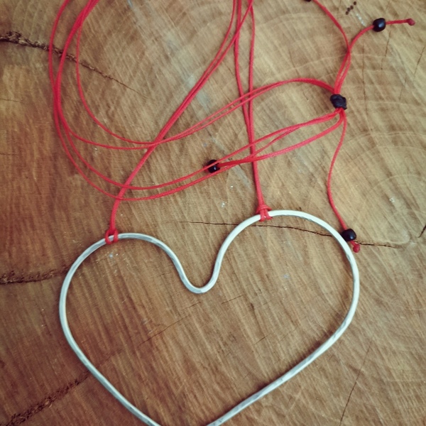 Κολιέ "καρδιά" από νεάργυρο / heart necklace - αλπακάς, καρδιά, αγ. βαλεντίνου, γιορτή της μητέρας - 2
