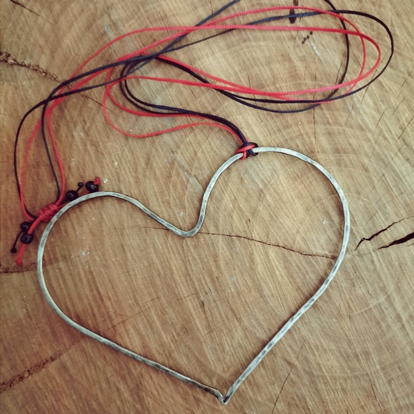 Κολιέ καρδιά από νεάργυρο, με μαύρη οξείδωση / heart necklace - αλπακάς, καρδιά, αγ. βαλεντίνου, φθηνά - 2