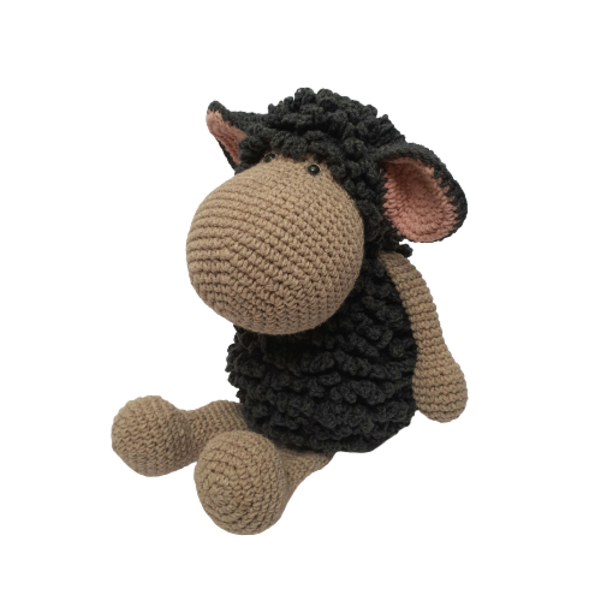 Πλεκτό κουκλάκι μαύρο πρόβατο εκατοστά - δώρο, λούτρινα, amigurumi