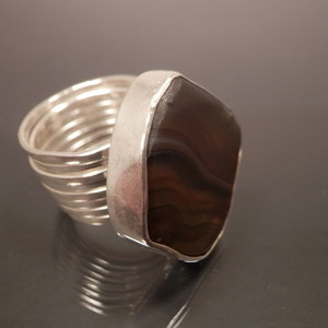 Ασημενιο δακτυλιδι με Tiger Eye - ημιπολύτιμες πέτρες, ασήμι 925, σταθερά, μεγάλα - 3