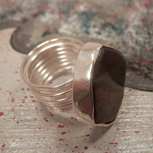 Ασημενιο δακτυλιδι με Tiger Eye - ημιπολύτιμες πέτρες, ασήμι 925, σταθερά, μεγάλα - 4