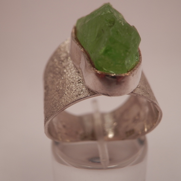 Ασημενιο δακτυλιδι με Emerald Calsite - ημιπολύτιμες πέτρες, ασήμι 925, σταθερά, μεγάλα - 2