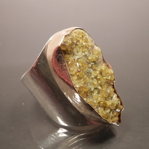 Ασημοχρυσο δακτυλιδι με Epidote - ημιπολύτιμες πέτρες, ασήμι 925, σταθερά, μεγάλα - 5