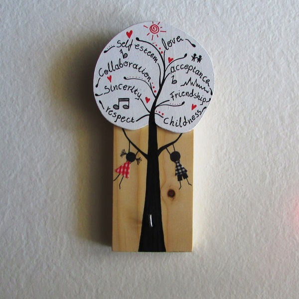 Ξύλινη κρεμάστρα με δέντρο αξιών - πρωτότυπα δώρα, κρεμάστρες - 2