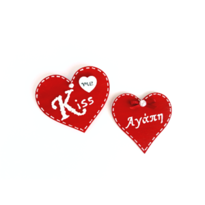 Ξύλινα μαγνητάκια καρδιές 9×8εκ. & 7×7εκ. κόκκινα - ξύλο, αγάπη, μαγνητάκια, σετ δώρου, μαγνητάκια ψυγείου