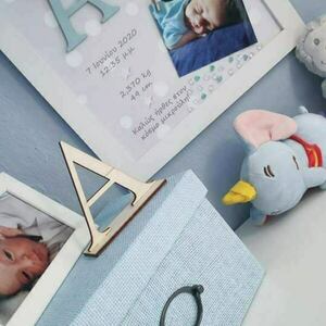 Προσωποποιημένο καδράκι με στοιχεία γέννησης ξύλινο άσπρο - κορίτσι, αγόρι, δώρο γέννησης, ενθύμια γέννησης - 3