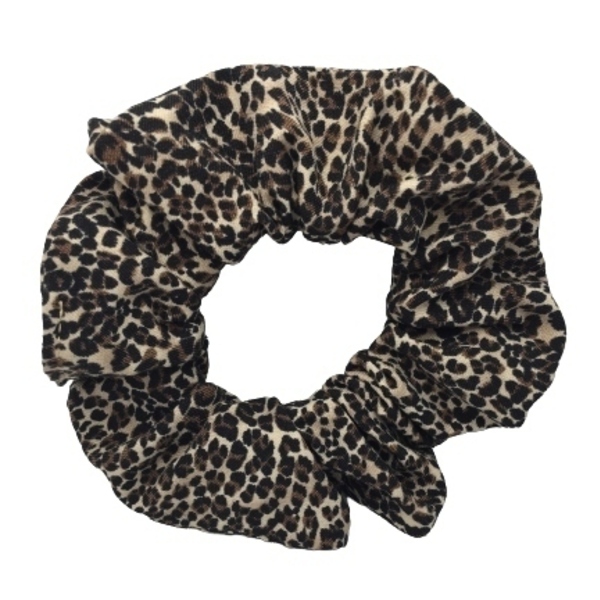 Υφασμάtινο λαστιχάκι scrunchie leopard - ύφασμα, animal print, μαλλιά, λαστιχάκια μαλλιών