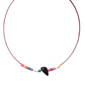 Κολιέ με χρωματιστό φούξια σύρμα και ακρυλικές χάντρες - τσόκερ, χάντρες, κοντά