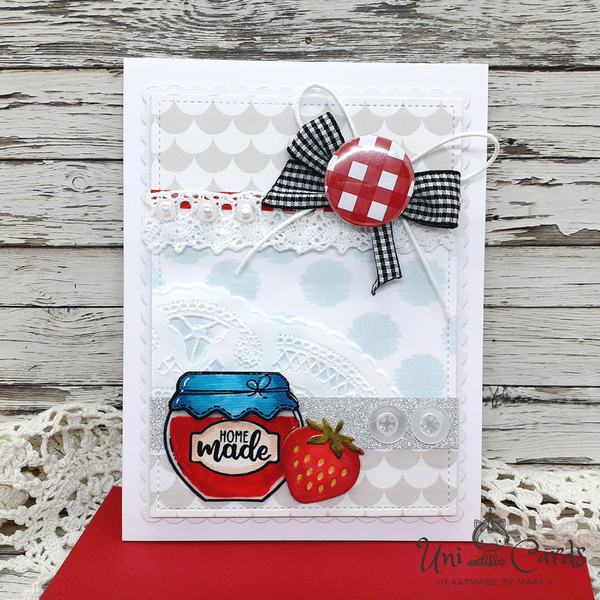 Χειροποίητη κάρτα με κονκάρδα - Μαρμελάδα φράουλα - γενέθλια, γιορτή της μητέρας - 4