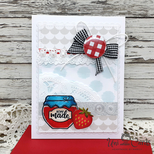 Χειροποίητη κάρτα με κονκάρδα - Μαρμελάδα φράουλα - γενέθλια, γιορτή της μητέρας - 4