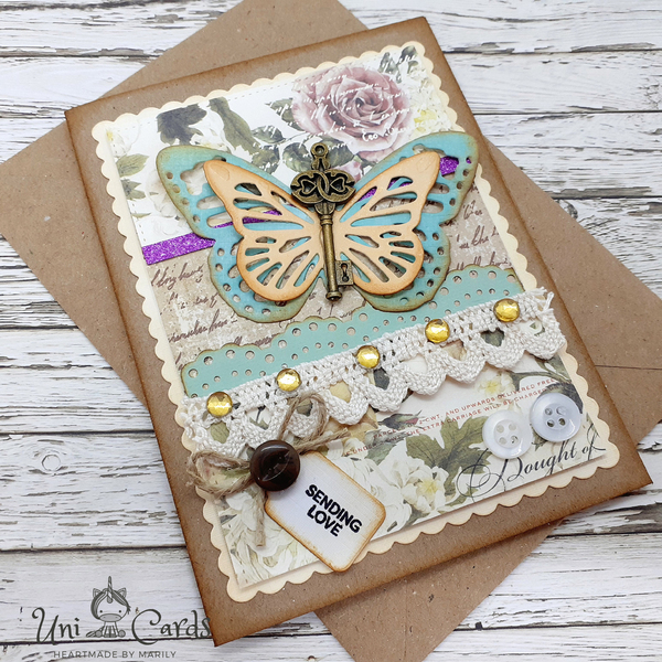 Χειροποίητη κάρτα με πεταλούδα - πεταλούδα, γενέθλια, επέτειος, γιορτή της μητέρας - 2