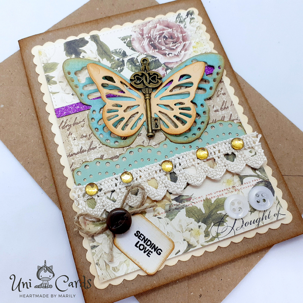 Χειροποίητη κάρτα με πεταλούδα - πεταλούδα, γενέθλια, επέτειος, γιορτή της μητέρας - 4