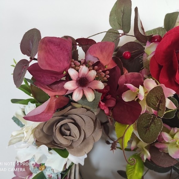 Ανοιξιάτικο χειροποίητο στεφάνι 40 cm - χρωματιστό, στεφάνια, τριαντάφυλλο, λουλουδάτο - 4