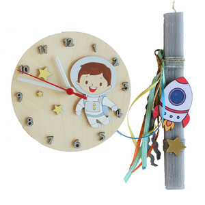 Λαμπάδα σετ με ρολόι "SpaceMan" - αγόρι, λαμπάδες, για παιδιά, σούπερ ήρωες, ήρωες κινουμένων σχεδίων