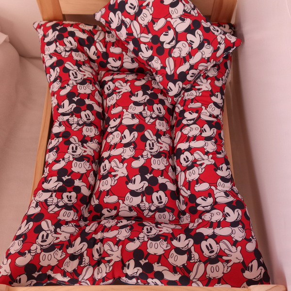 Ξύλινο κρεβατάκι με στρώμα για μικρά ζώα κόκκινο - μαξιλάρια - 5