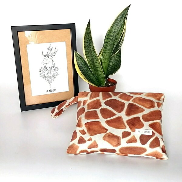 Τσαντάκι (νεσεσέρ) giraffe print - ύφασμα, animal print, all day, χειρός, πάνινες τσάντες - 3