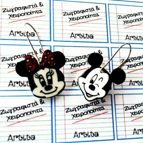 Ποντίκια καρτούν Μικρά κρεμαστά σκουλαρίκια - μικρά, κρεμαστά - 2
