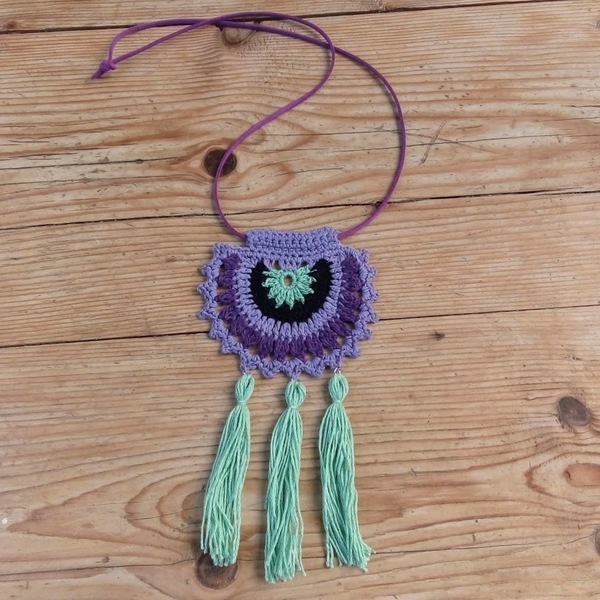 Kολιέ πλεκτό boho (μήκος 100 εκ.) - crochet, μακριά, boho, μεγάλα, πλεκτά κολιέ - 4