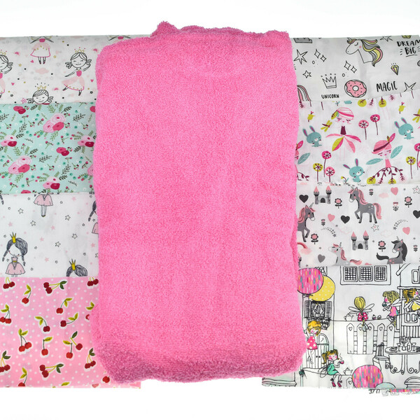 Ροζ παιδικό μπουρνούζι (2-14ετών) με μονόγραμμα, δείγματα - κορίτσι, δώρα για βάπτιση, παιδικά ρούχα