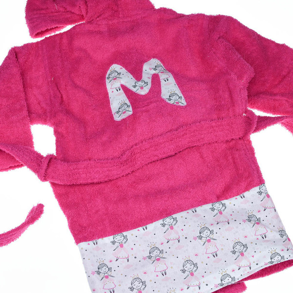 Φούξια παιδικό μπουρνούζι (2-14ετών) με μονόγραμμα, δείγματα - κορίτσι, παιδικά ρούχα - 3
