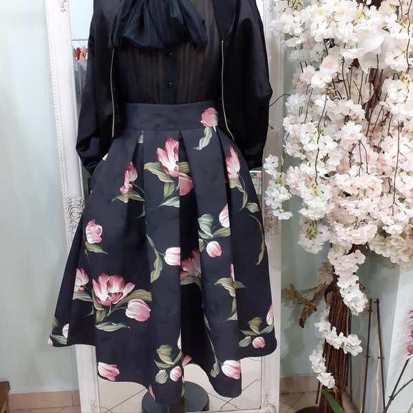 Full skirt floral black - midi - 2