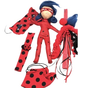 Σετ Πασχαλινή Λαμπάδα κόκκινη αρωματική 30cm ,με κούκλα πάνινη 30cm ύψος - κορίτσι, λαμπάδες, για παιδιά, σούπερ ήρωες, παιχνιδολαμπάδες - 2
