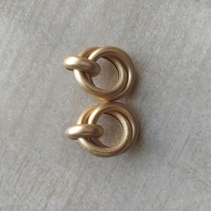 Σκουλαρίκια σε χρυσό χρώμα με ενωμένους κύκλους - επιχρυσωμένα, καρφωτά, μεγάλα, δώρα για γυναίκες - 2