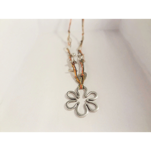 Κολιέ Μακρύ Λουλούδι Αυξομοιούμενο - κερωμένα κορδόνια, αλπακάς, μακριά, λουλούδι - 5