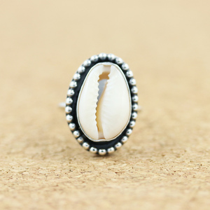 Ασημένιο Δαχτυλίδι με Κοχύλι Cowrie |Sterling Silver Cowrie Shell Ring | Boho Δαχτυλίδι - σταθερά, ασήμι, boho, statement