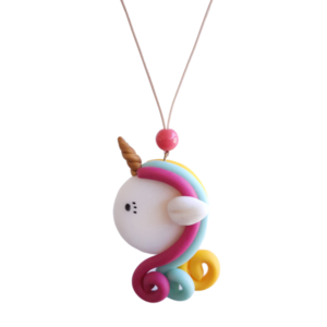 "Unicorn 2" Χειροποίητο κολιέ από πηλό - κοσμήματα, χειροποίητα, πηλός, παιδικά κολιέ