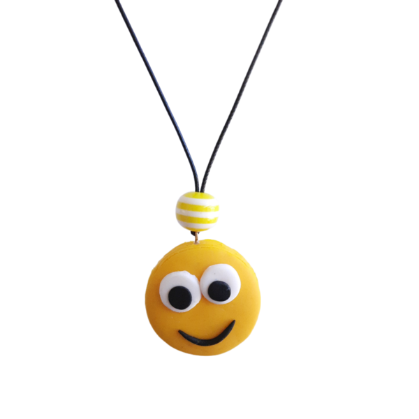 "Happy emoji " Χειροποίητο κολιέ από πηλό - πηλός, χειροποίητα, κοσμήματα, παιδικά κολιέ