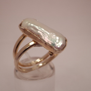 Επιχρυσο ασημενιο δακτυλιδι με μαργαριταρι Biwa - επιχρυσωμένα, ασήμι 925, σταθερά - 2