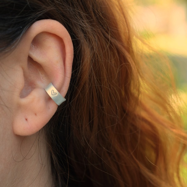 Ear cuff με καρδιά ασήμι 925 - ασήμι, καρδιά, ear cuffs - 2
