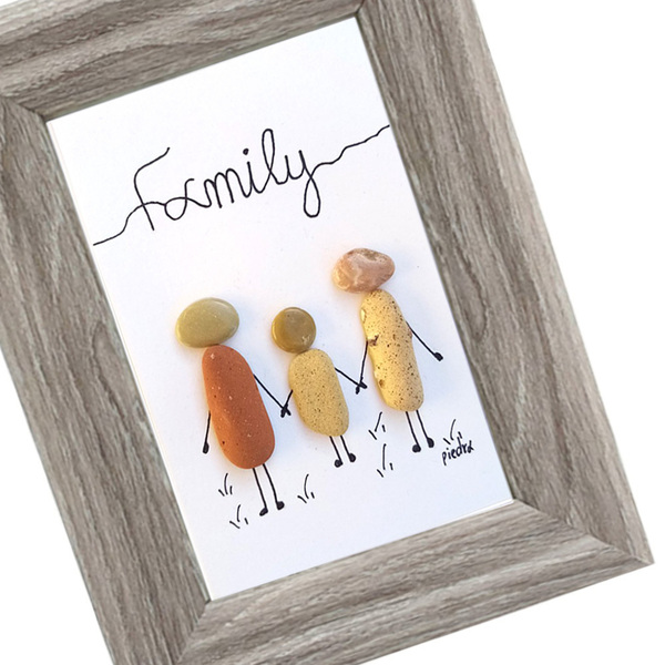 Κάδρο δώρο για οικογένεια με ένα παιδάκι - πίνακες & κάδρα, οικογένεια, ξύλινα διακοσμητικά τοίχου, προσωποποιημένα - 2