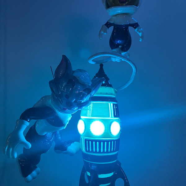 Cat and Mouse in space! (Φωτιστικο με led λαμπα) - πορτατίφ, δώρο, 3d, δωμάτιο παιδιών, παιδικά φωτιστικά - 5