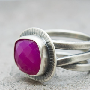 Ασημένιο δαχτυλίδι με Χαλκηδόνιο (Pink Chalcedony) - σταθερά, ασήμι 925, ασήμι, ημιπολύτιμες πέτρες