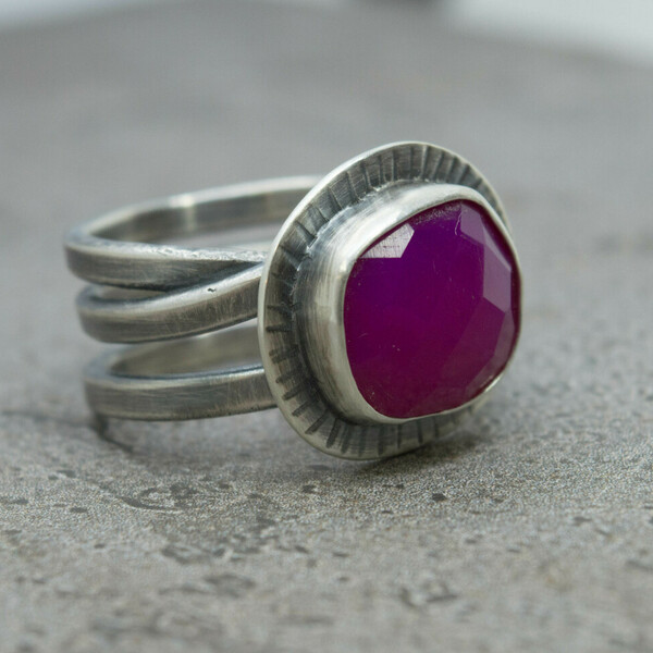 Ασημένιο δαχτυλίδι με Χαλκηδόνιο (Pink Chalcedony) - ασήμι, ημιπολύτιμες πέτρες, ασήμι 925, σταθερά - 4