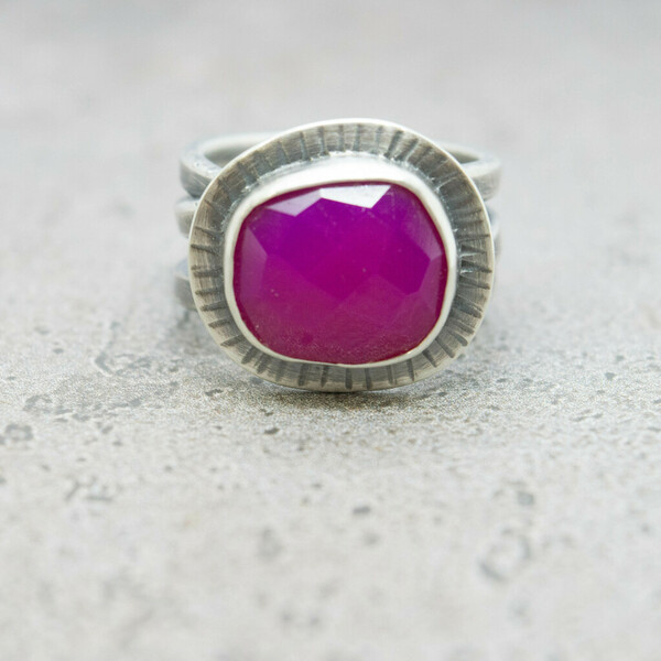 Ασημένιο δαχτυλίδι με Χαλκηδόνιο (Pink Chalcedony) - ασήμι, ημιπολύτιμες πέτρες, ασήμι 925, σταθερά - 5