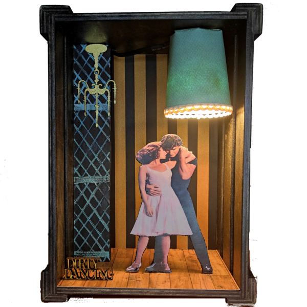 Ξύλινο χειροποίητο διακοσμητικό φωτιστικό με θέμα Dirty dansing - πορτατίφ, τοίχου, δώρα για γυναίκες