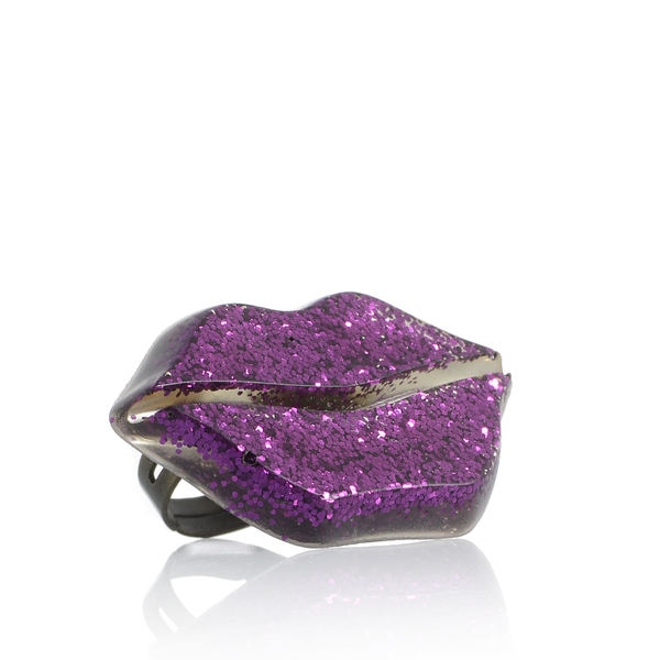 Δαχτυλίδι - "Purple Haze" - γυαλί, μπρούντζος, μεγάλα